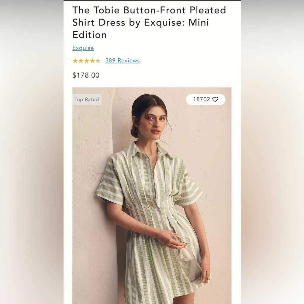 Anthropologie Green Striped Mini Dress